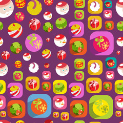 Fototapeta premium Cute Christmas colorful flat seamless background