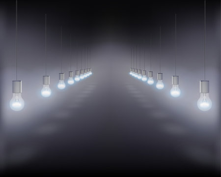 Hanging light bulbs. Vector illustration.