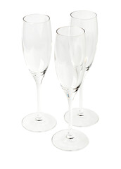 three empty glass isolated on white