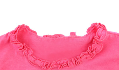 Close up of pink coat's collar.