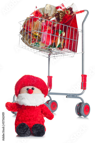 &quot;Shopping cart with Christmas gifts&quot; Stock photo and royalty-free