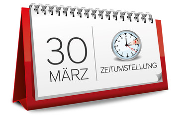 Kalender rot 30 März Zeitumstellung Uhr Sommerzeit
