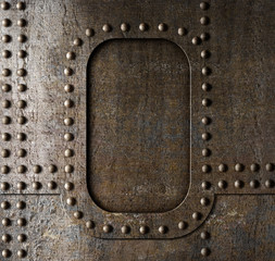 Metal background with rivets. Steam punk style.