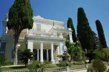 Fototapeta na wymiar Front of the palace Achilleon, island of Corfu, Greece.