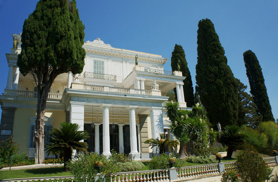 Front of the palace Achilleon, island of Corfu, Greece.