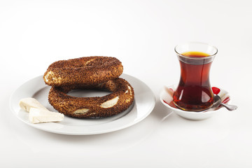 tea and simit with cheese