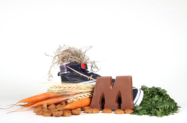 Putting shoes for Sinterklaas eve