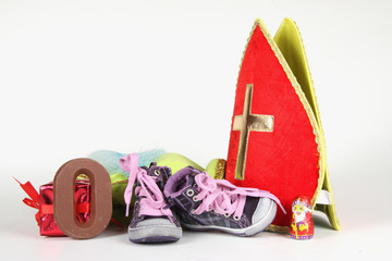 Putting shoes for Sinterklaas eve