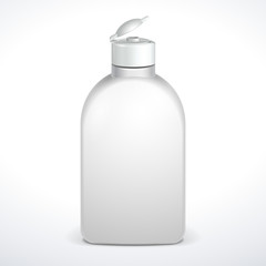 Opened Cosmetic Or Hygiene Grayscale White Plastic Bottle Of Gel