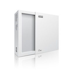 Opened White Modern Software Package Box For DVD