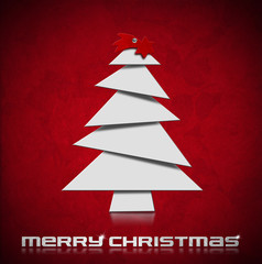 Stylized Christmas Tree on Red Velvet Background