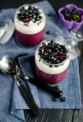 Blueberry Panna Cotta in jars