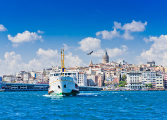 Cityscape with Galata Tower over the Golden Horn in Istanbul
