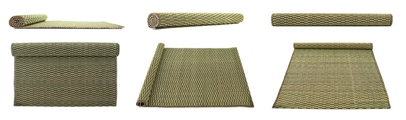 Rolled straw mat isolated