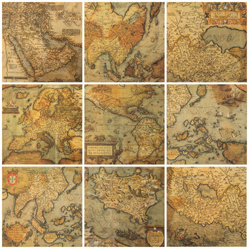 old maps collage