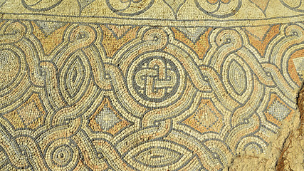 Roman bath mosais Athens Greece