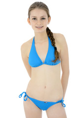 Teenager in blauem Bikini - obrazy, fototapety, plakaty