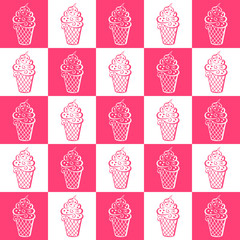 Ice cream, white and pink pattern