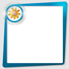 blue text frame and transparent circles with a flower
