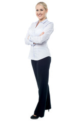 Successful business lady posing confidently