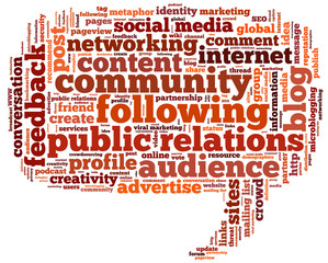 Fototapeta na wymiar Word cloud related to social media and public relations