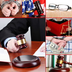 Conceptual collage of litigation