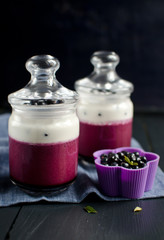 Blueberry Panna Cotta in jars