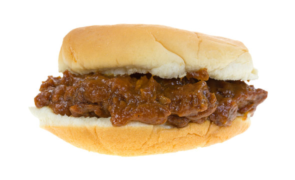 A large pork in barbecue sauce sandwich