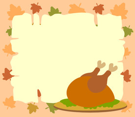 Thanksgiving  background with cooked turkey vector