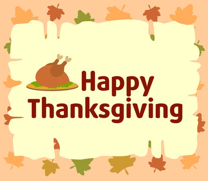 Happy thanksgiving  background with cooked turkey vector