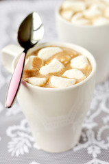 Hot Chocolate with Marshmallows, selective focus
