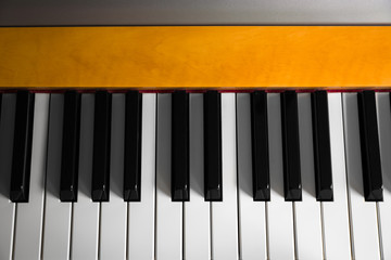 close-up of piano keys