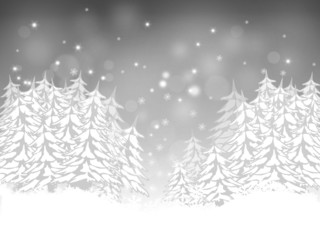 Obraz premium Christmas card with firs silver background