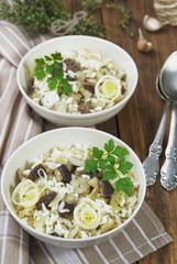 Risotto with mushrooms and leek