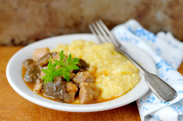 Pork and Mushroom Stew with Polenta
