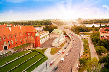 Obraz premium Wisla river and bridge in Warsaw
