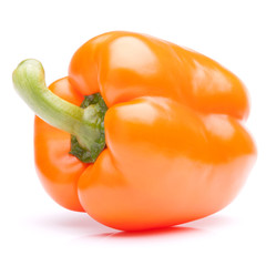 Orange sweet bell pepper isolated on white background cutout