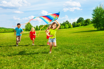 Group of kids with kite
