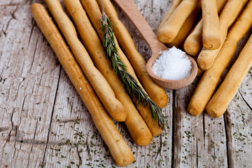 bread sticks with rosemary and salt