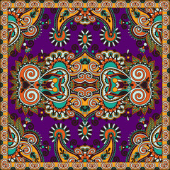 Traditional ornamental floral paisley bandanna.
