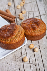 fresh buns with hazelnuts and cinnamon