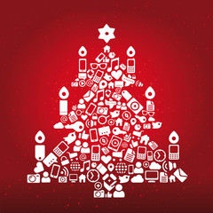 Internet Icons christmas tree with red Background