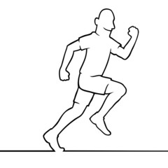 Fototapeta na wymiar Black line art illustration of a running athlete.