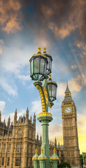 Fototapeta na wymiar London. Classic street lamps against Palace Of Westminster and B