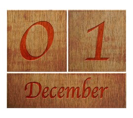Wooden calendar December 1.