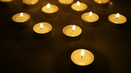 Candle light background, tea light candles decoration