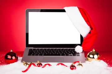 Laptop With Santa Hat