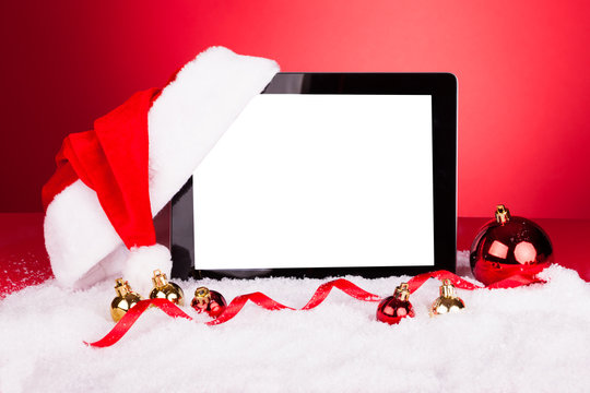 Digital Tablet With Santa Hat