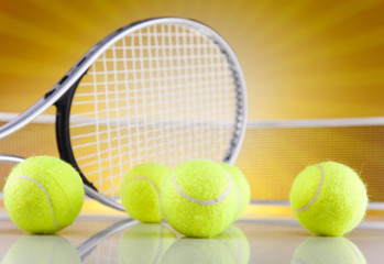 Tennis racket and balls