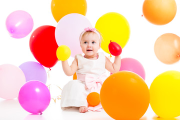 Fototapeta na wymiar kid girl with balloons